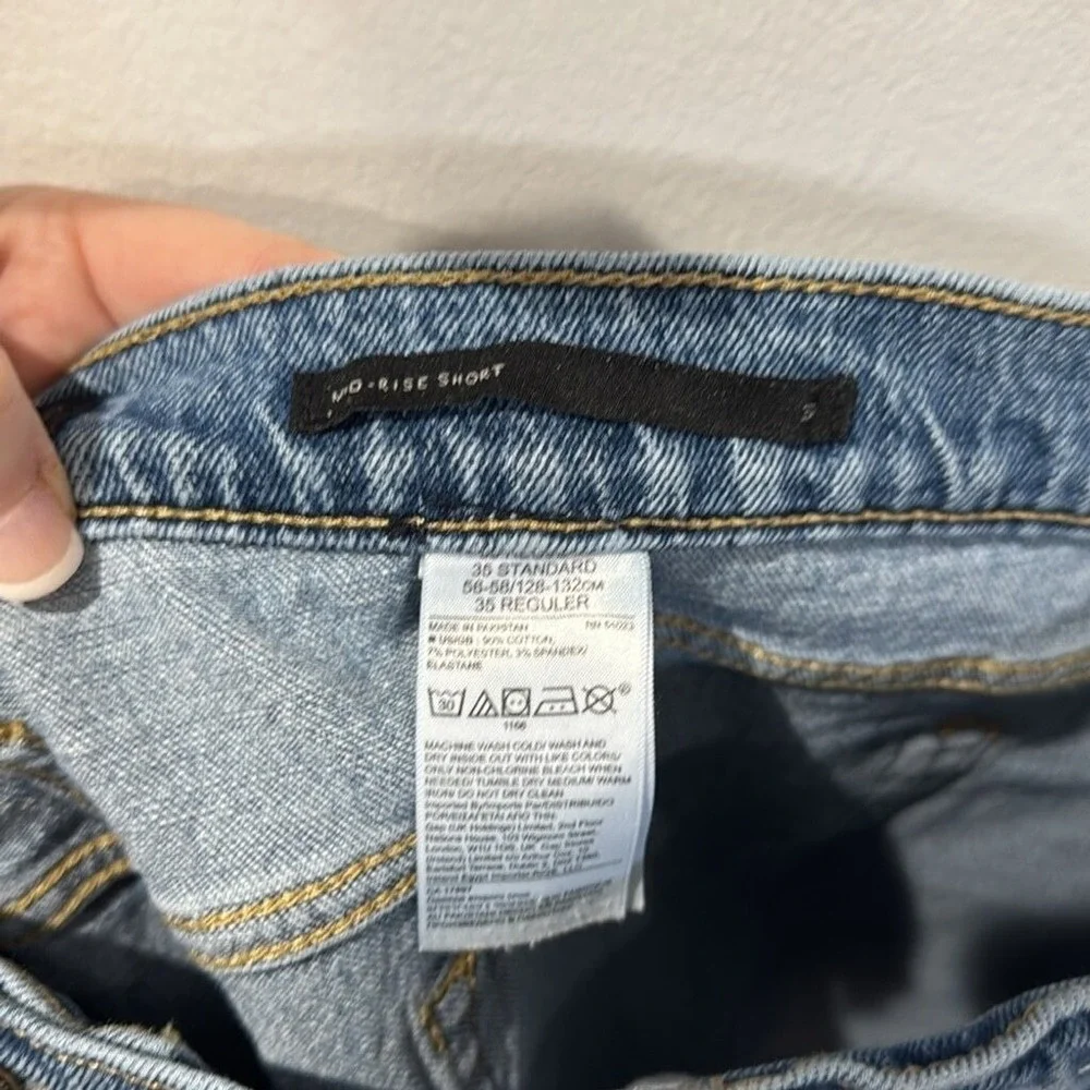 Banana‎ Republic Womens 35 Standard Mid Rise Denim Shorts Medium Wash Stretch